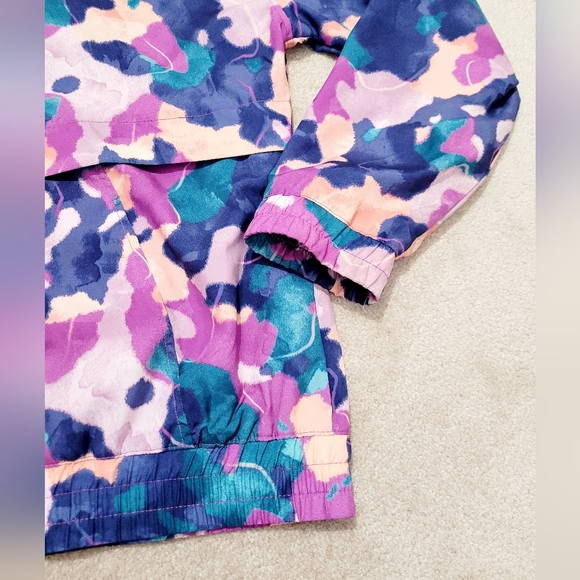 Reebok Women’s Hooded Windbreaker Jacket Abstract Print Size Large Zip Front - Picture 7 of 14